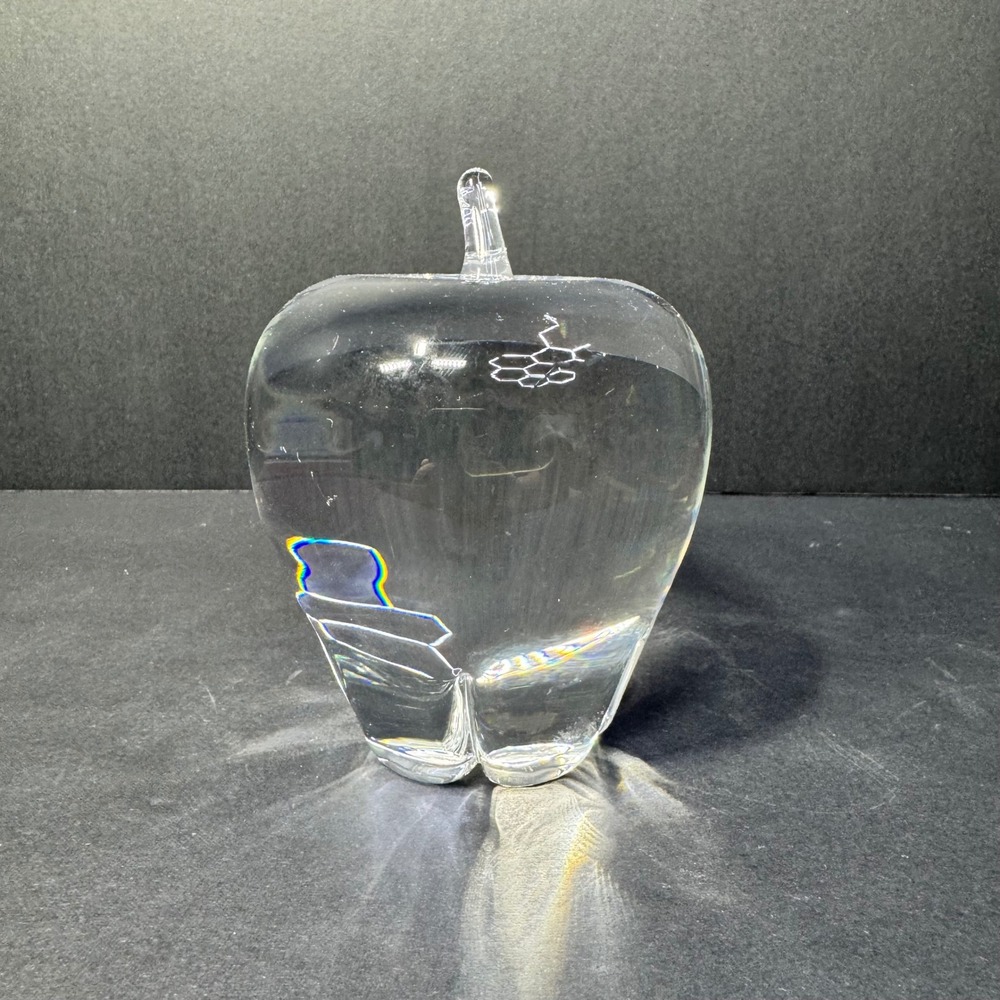 Steuben Glass Apple Paperweight Signed Crystal 4" Vintage 1940 Angus‎ McDougall